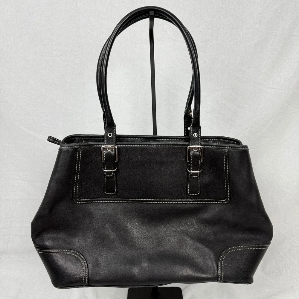 Coach Leather Purse‎ Top Handle Bag/ Purse Black Buckle